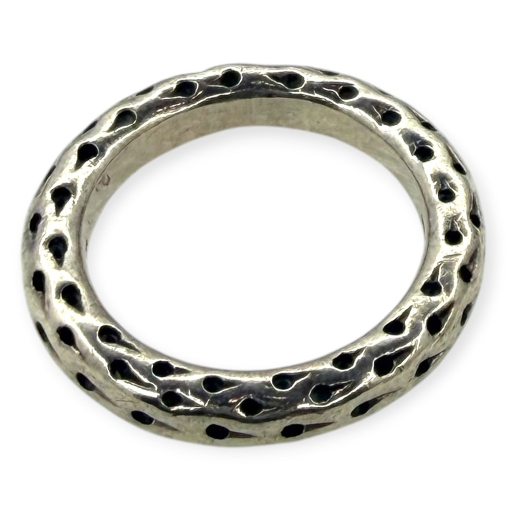 Vintage Band Ring 925 Sterling Silver Textured Statement Size 9.5
